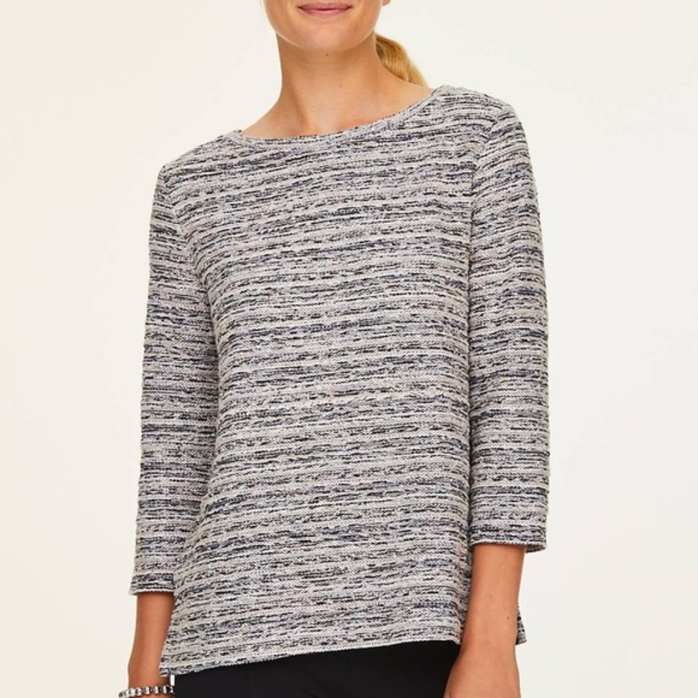 LOFT Rainbow Tweed 3/4 Boatneck Sweater